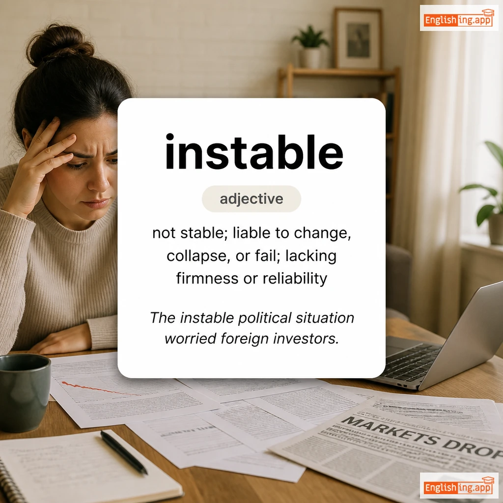 instable definition card — visual illustration of the meaning