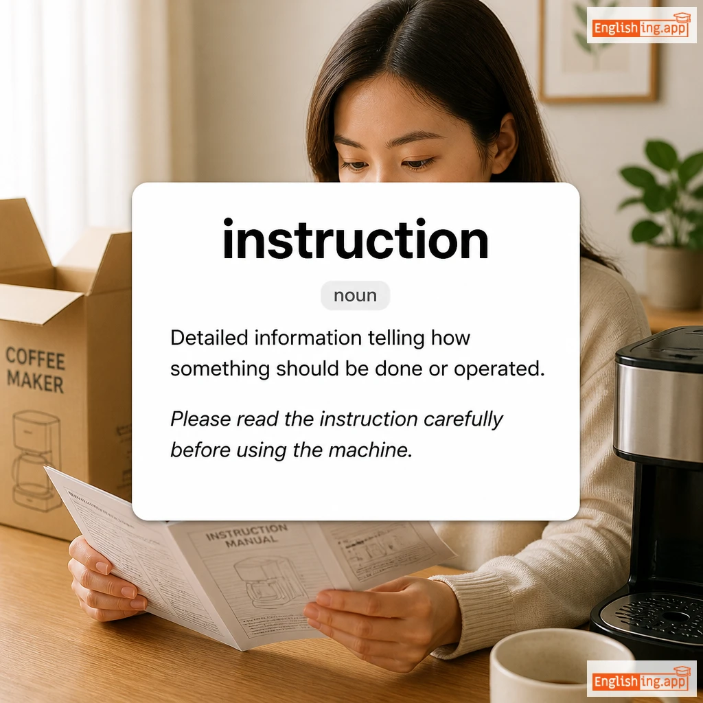 instruction definition card — visual illustration of the meaning