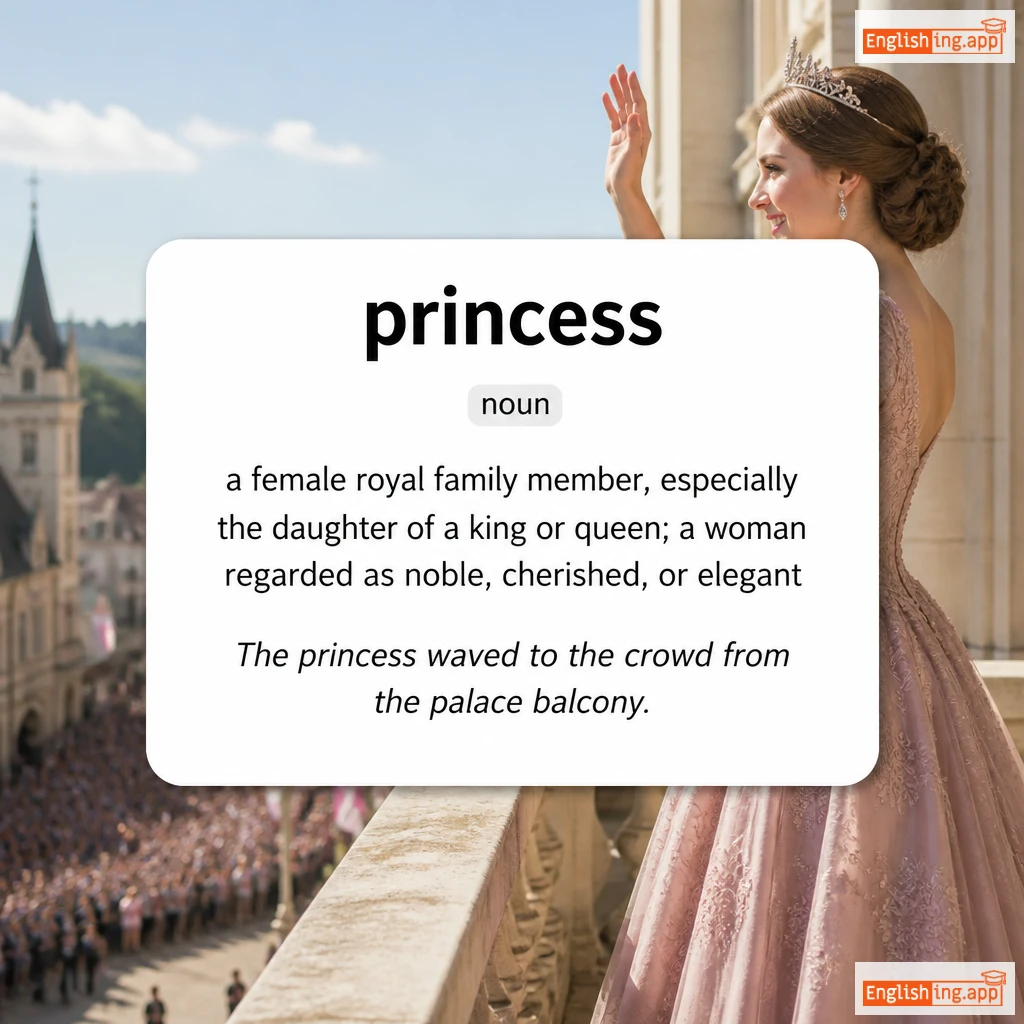princess definition card — visual illustration of the meaning