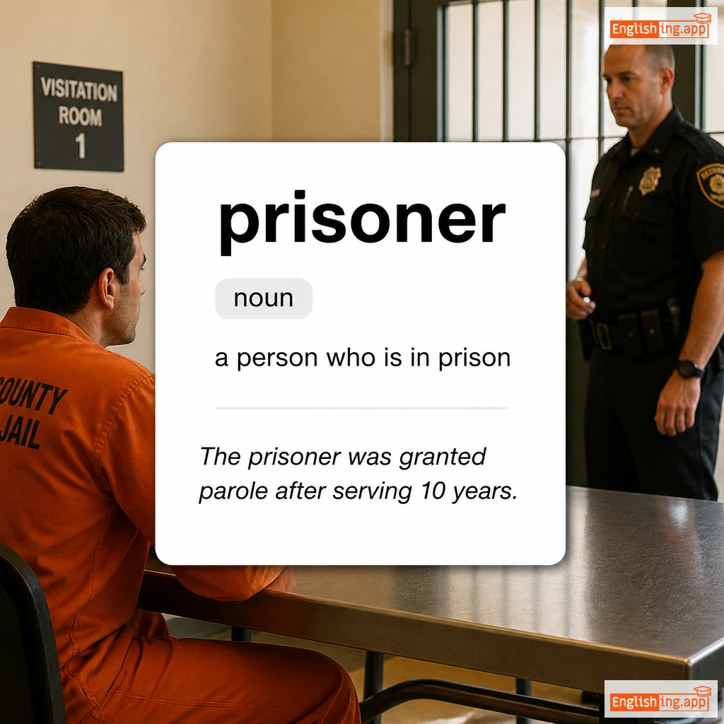 prisoner definition card — visual illustration of the meaning