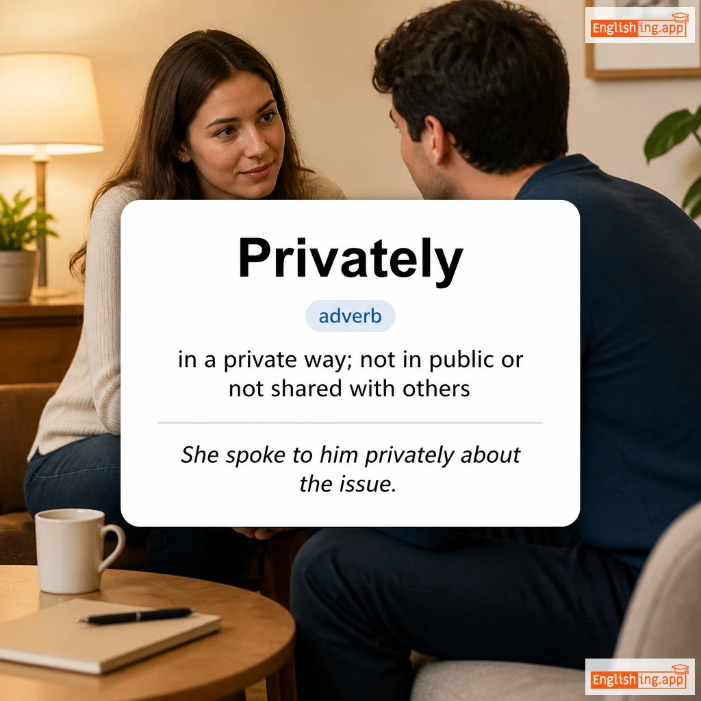 Privately definition card — visual illustration of the meaning