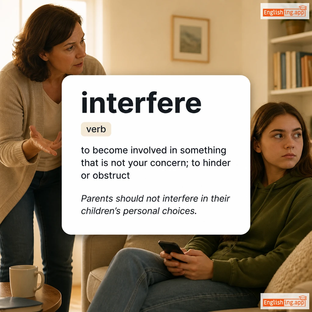 interfere definition card — visual illustration of the meaning