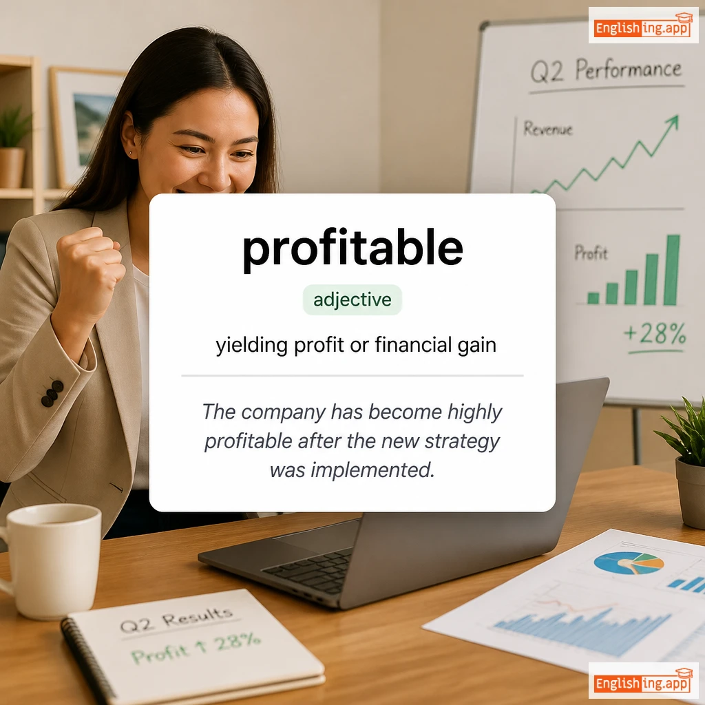 profitable definition card — visual illustration of the meaning