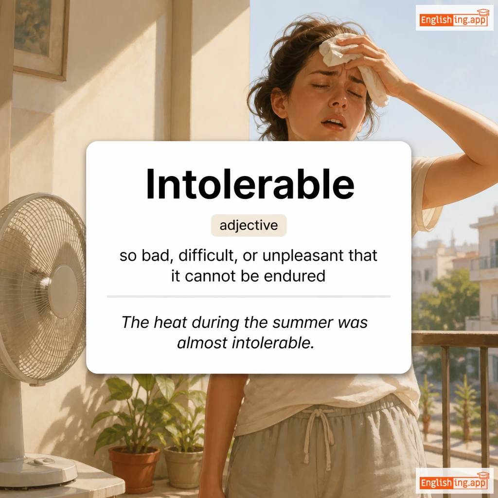 Intolerable definition card — visual illustration of the meaning