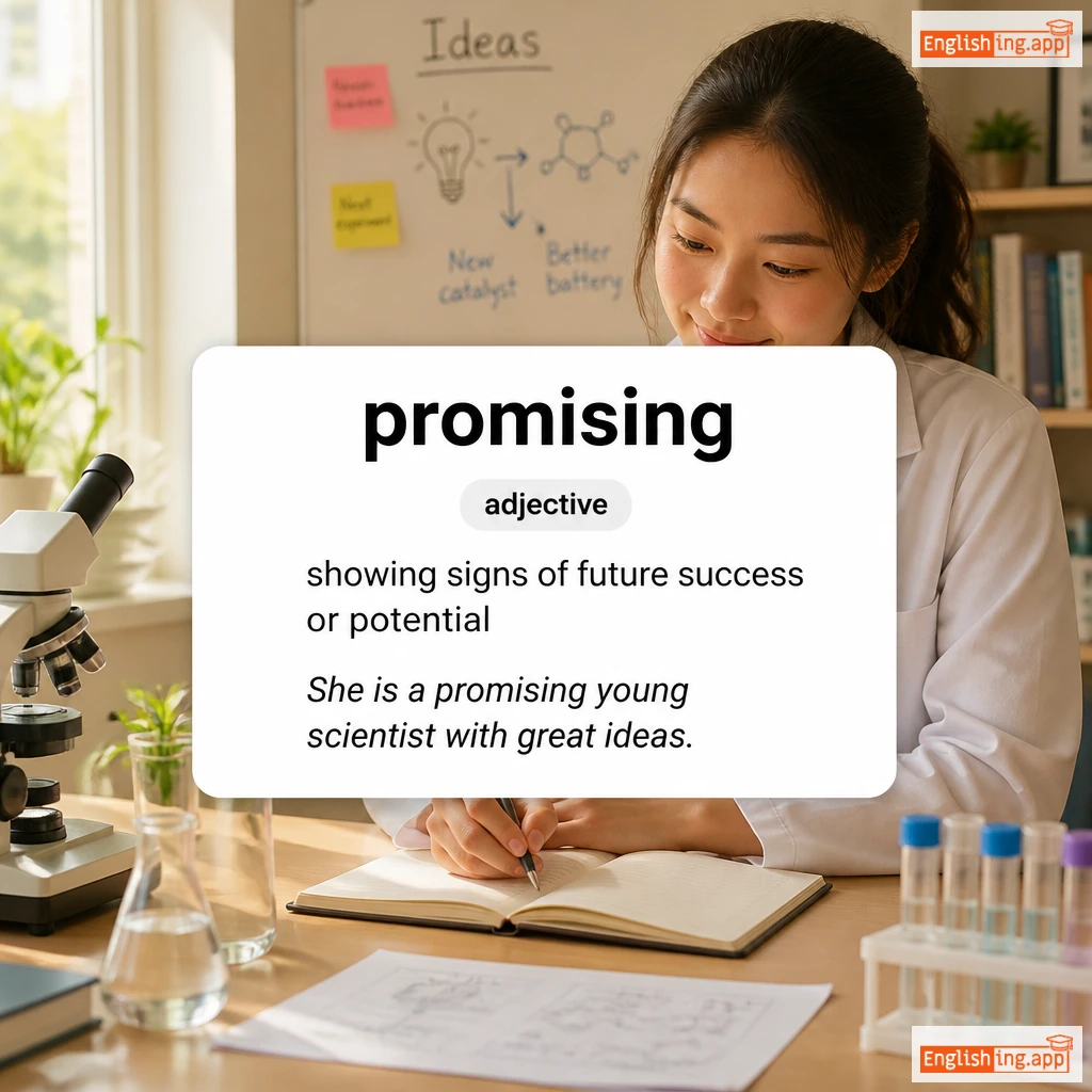 promising definition card — visual illustration of the meaning