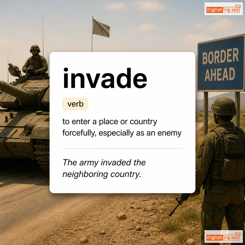 invade definition card — visual illustration of the meaning