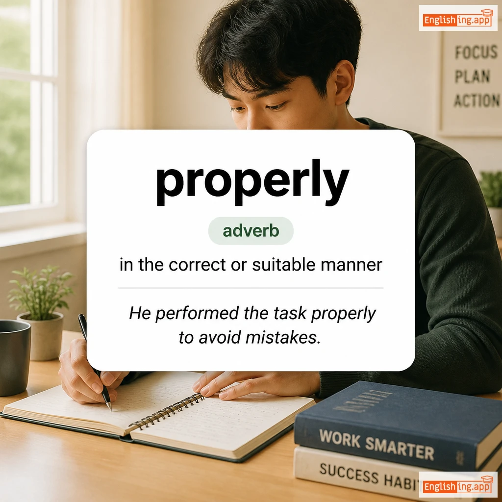 properly definition card — visual illustration of the meaning