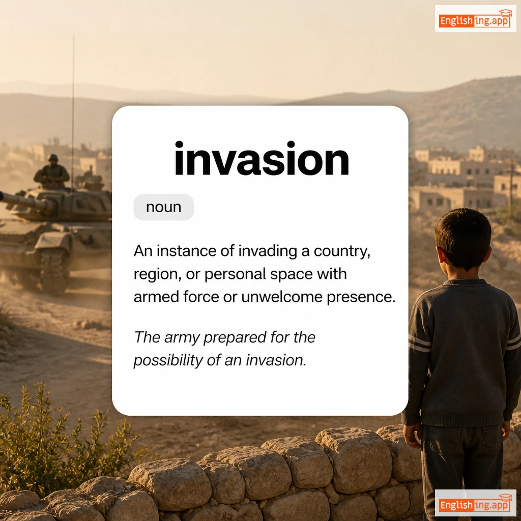 invasion definition card — visual illustration of the meaning