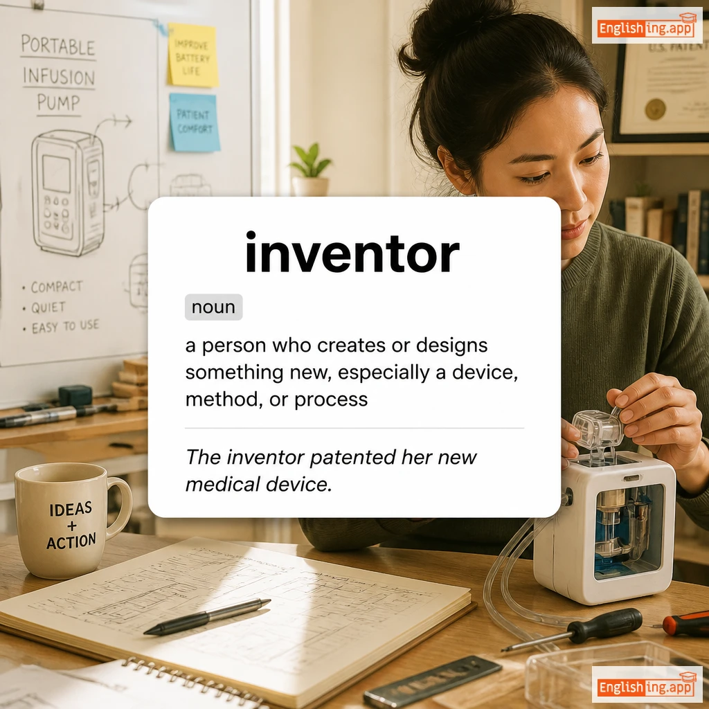 inventor definition card — visual illustration of the meaning