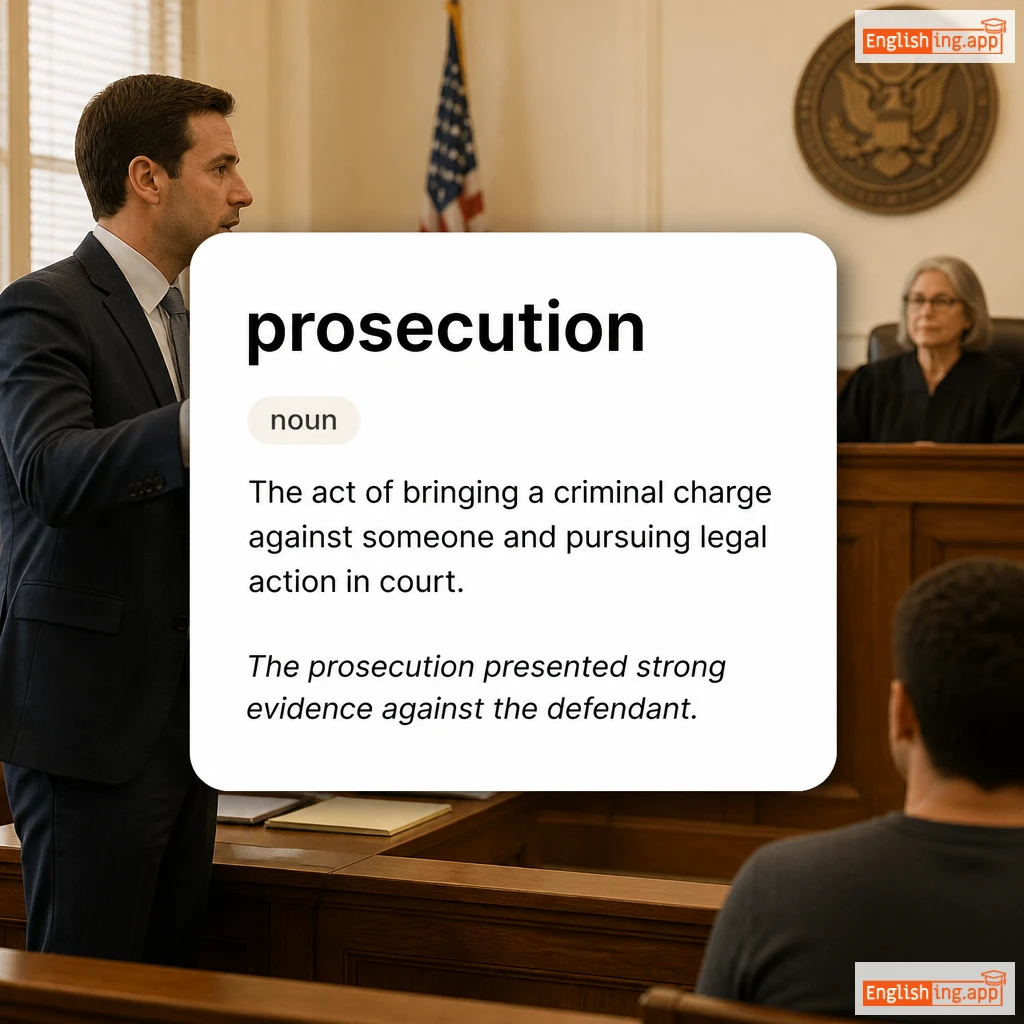 prosecution definition card — visual illustration of the meaning