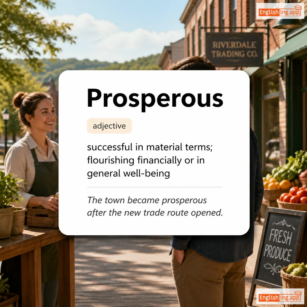 Prosperous definition card — visual illustration of the meaning