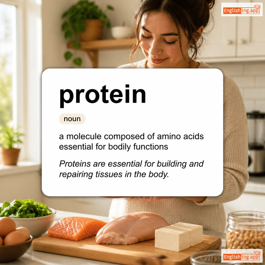 protein definition card — visual illustration of the meaning