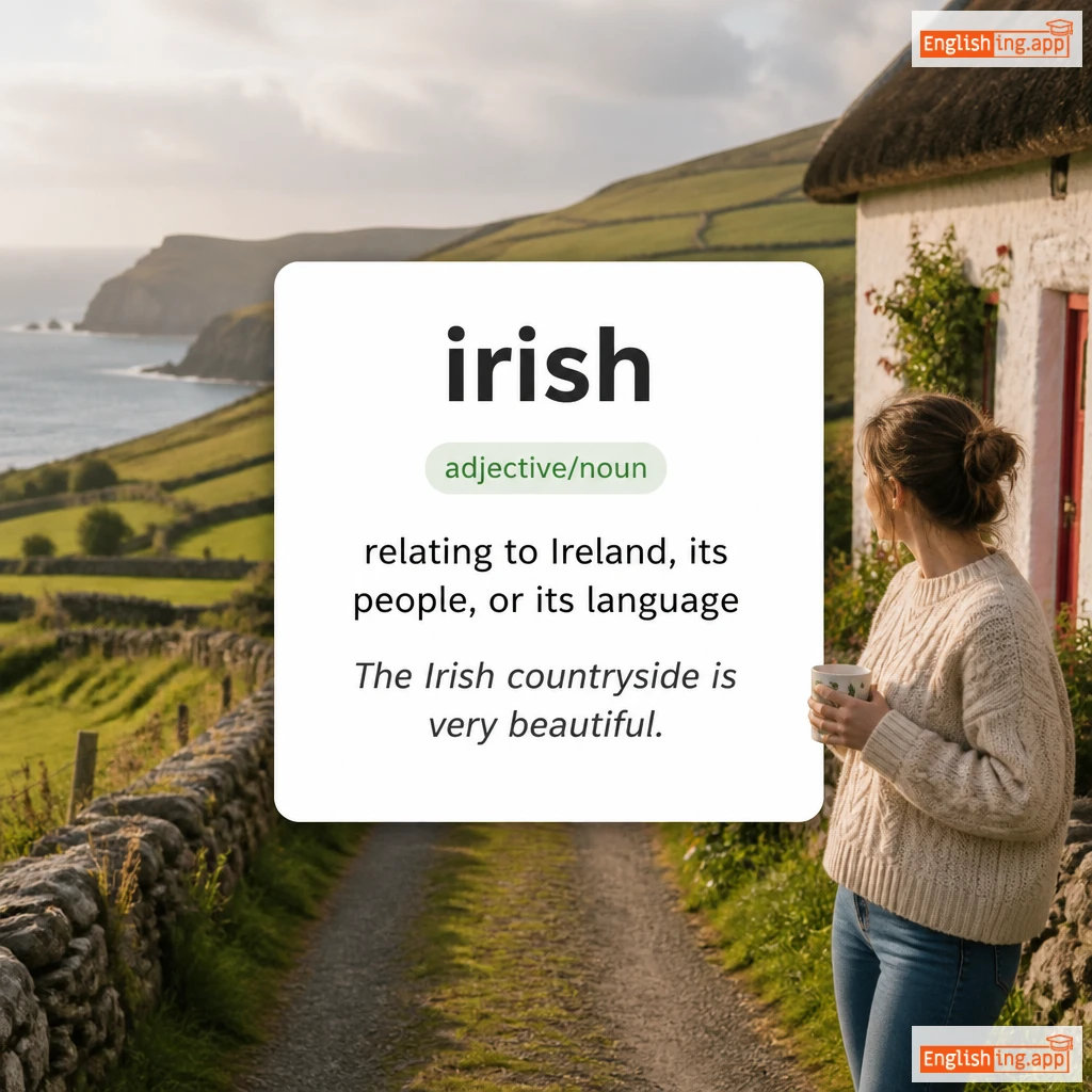 irish definition card — visual illustration of the meaning
