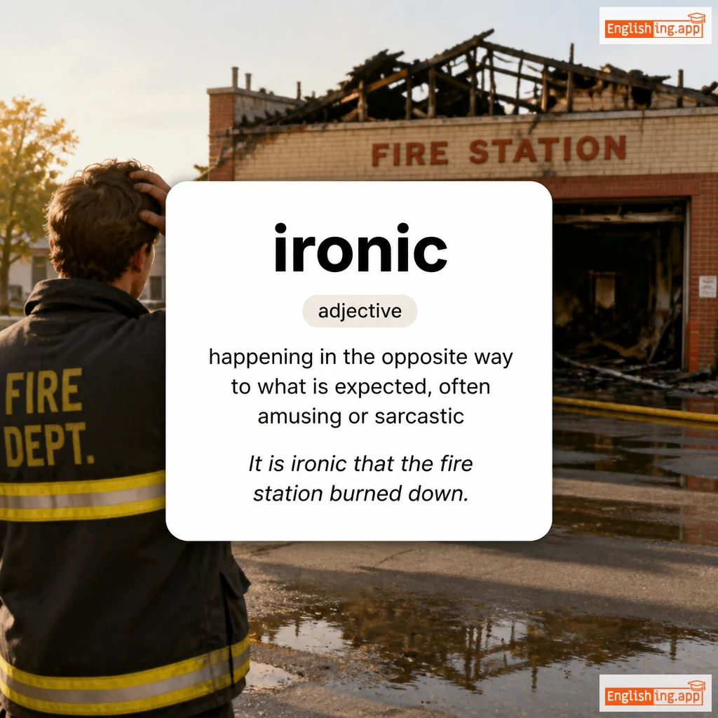 ironic definition card — visual illustration of the meaning