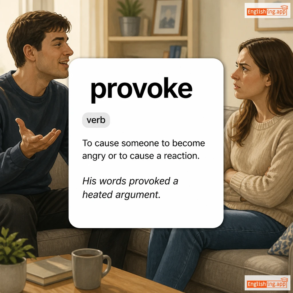 provoke definition card — visual illustration of the meaning