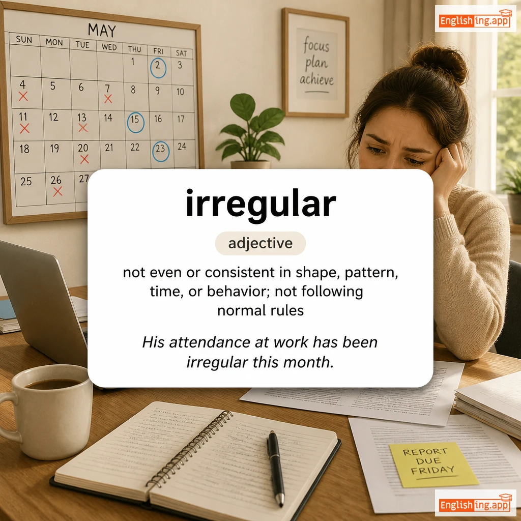 irregular definition card — visual illustration of the meaning
