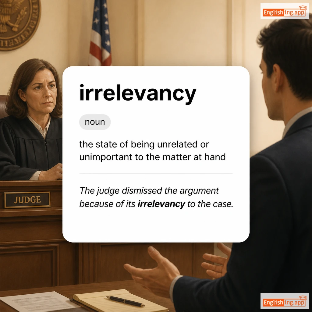 irrelevancy definition card — visual illustration of the meaning