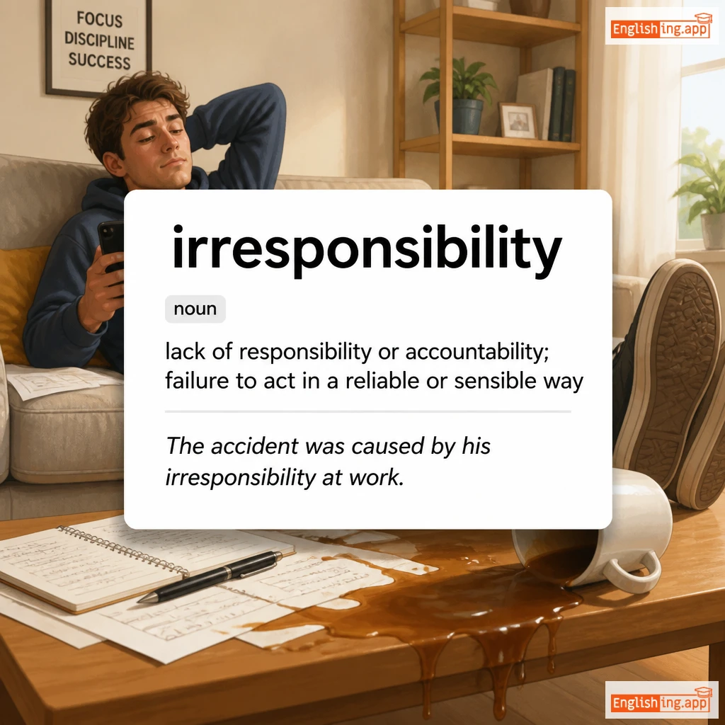 irresponsibility definition card — visual illustration of the meaning