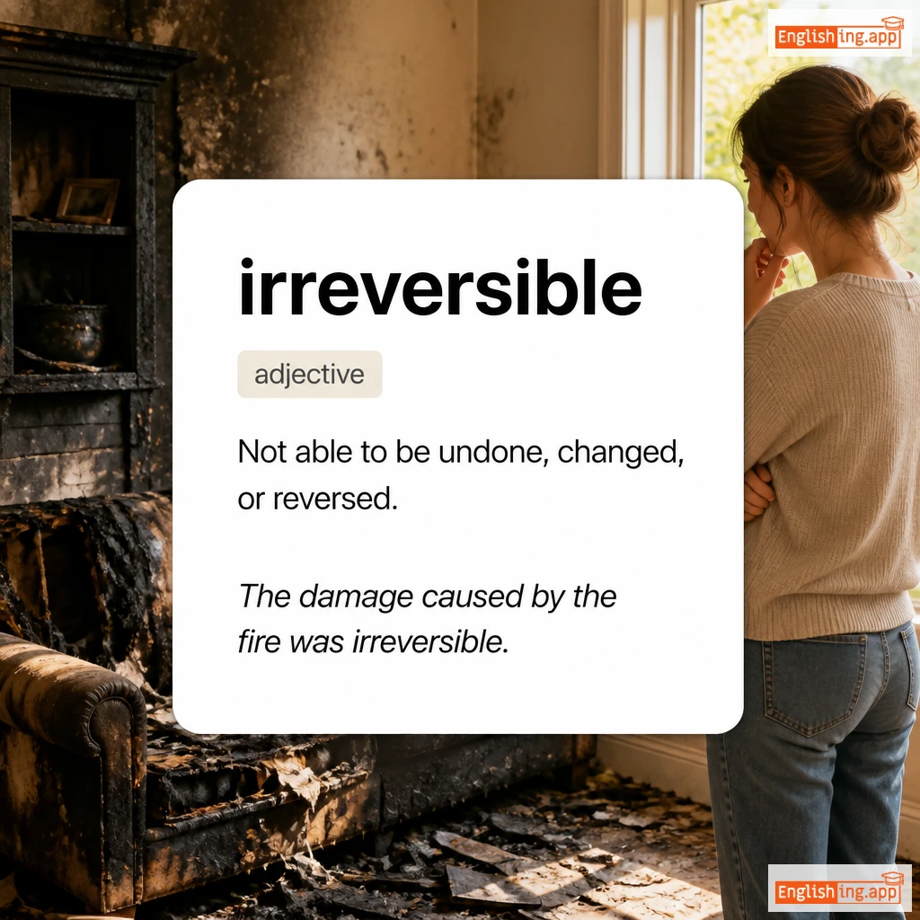 irreversible definition card — visual illustration of the meaning