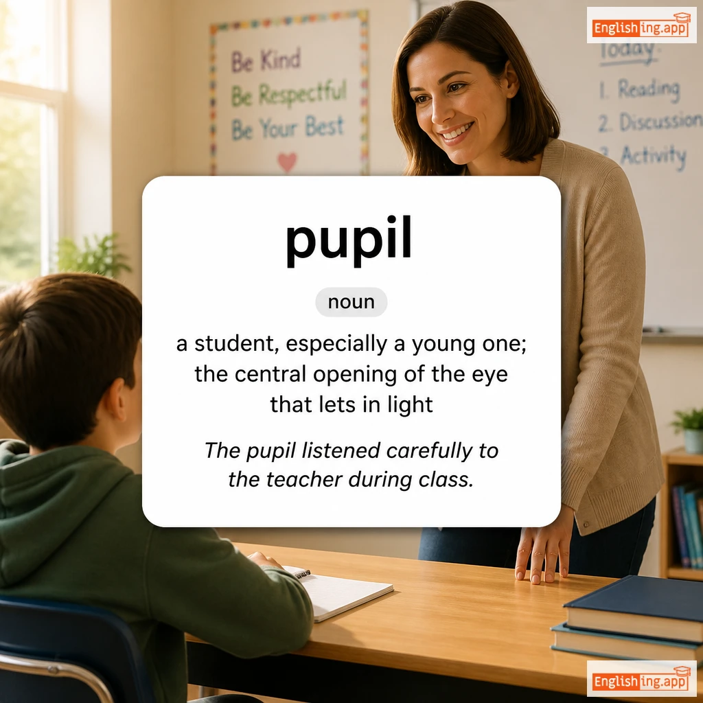 pupil definition card — visual illustration of the meaning