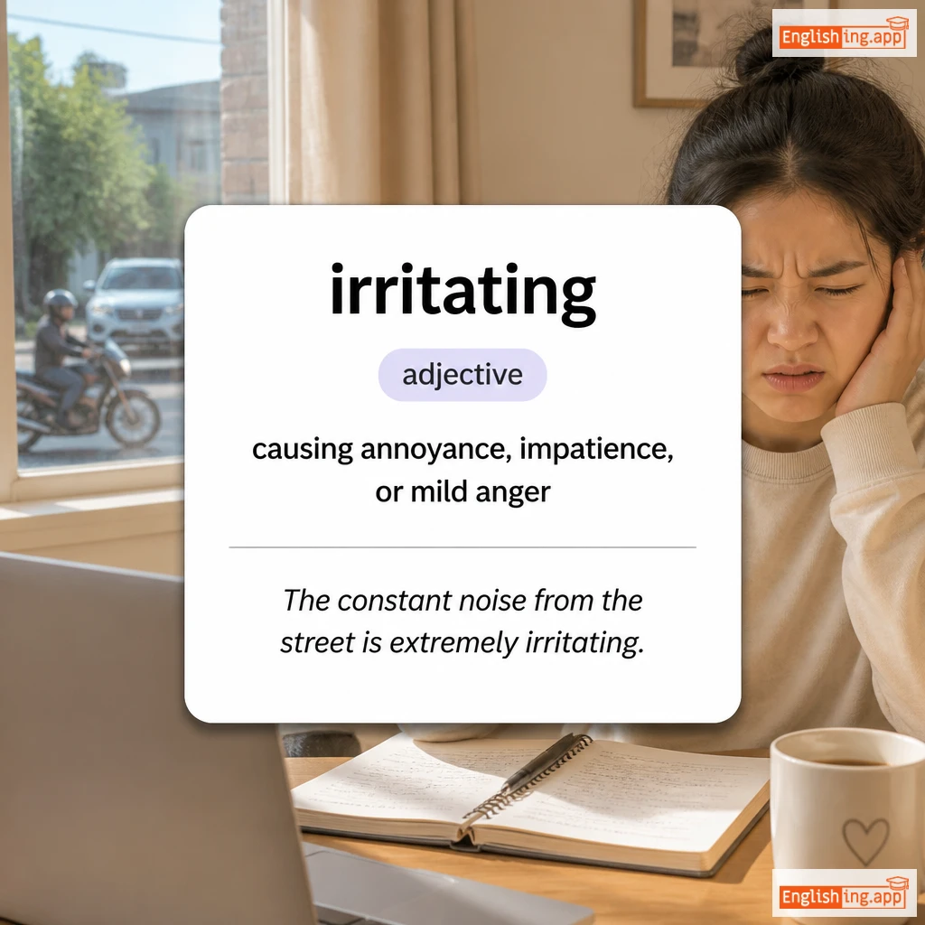 irritating definition card — visual illustration of the meaning