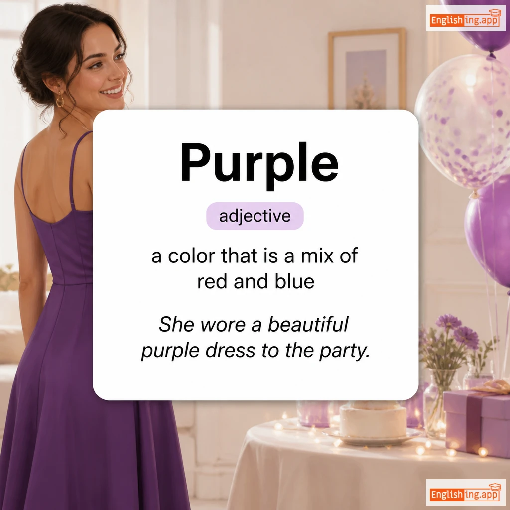 Purple definition card — visual illustration of the meaning