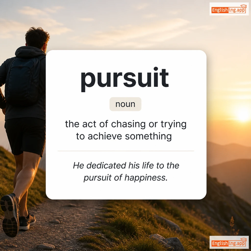 pursuit definition card — visual illustration of the meaning