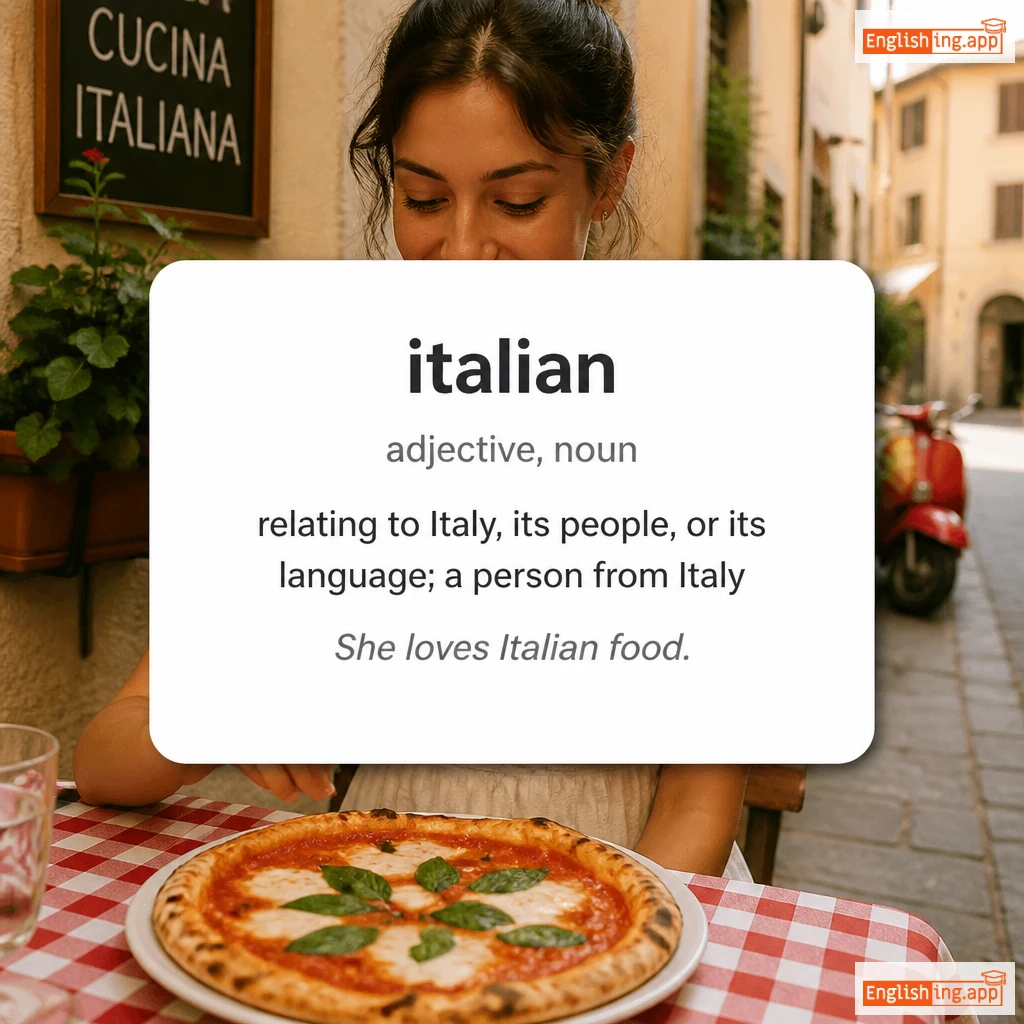 italian definition card — visual illustration of the meaning