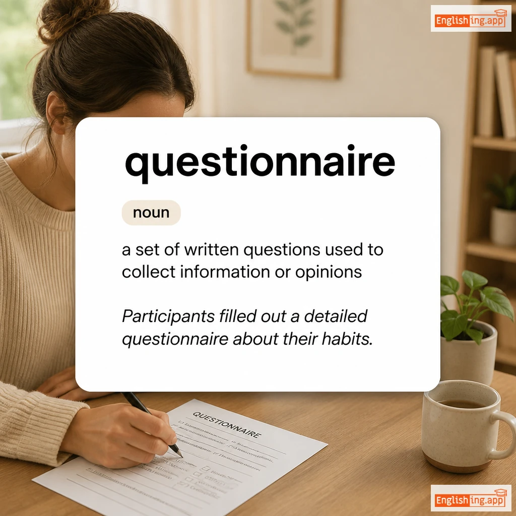 questionnaire definition card — visual illustration of the meaning