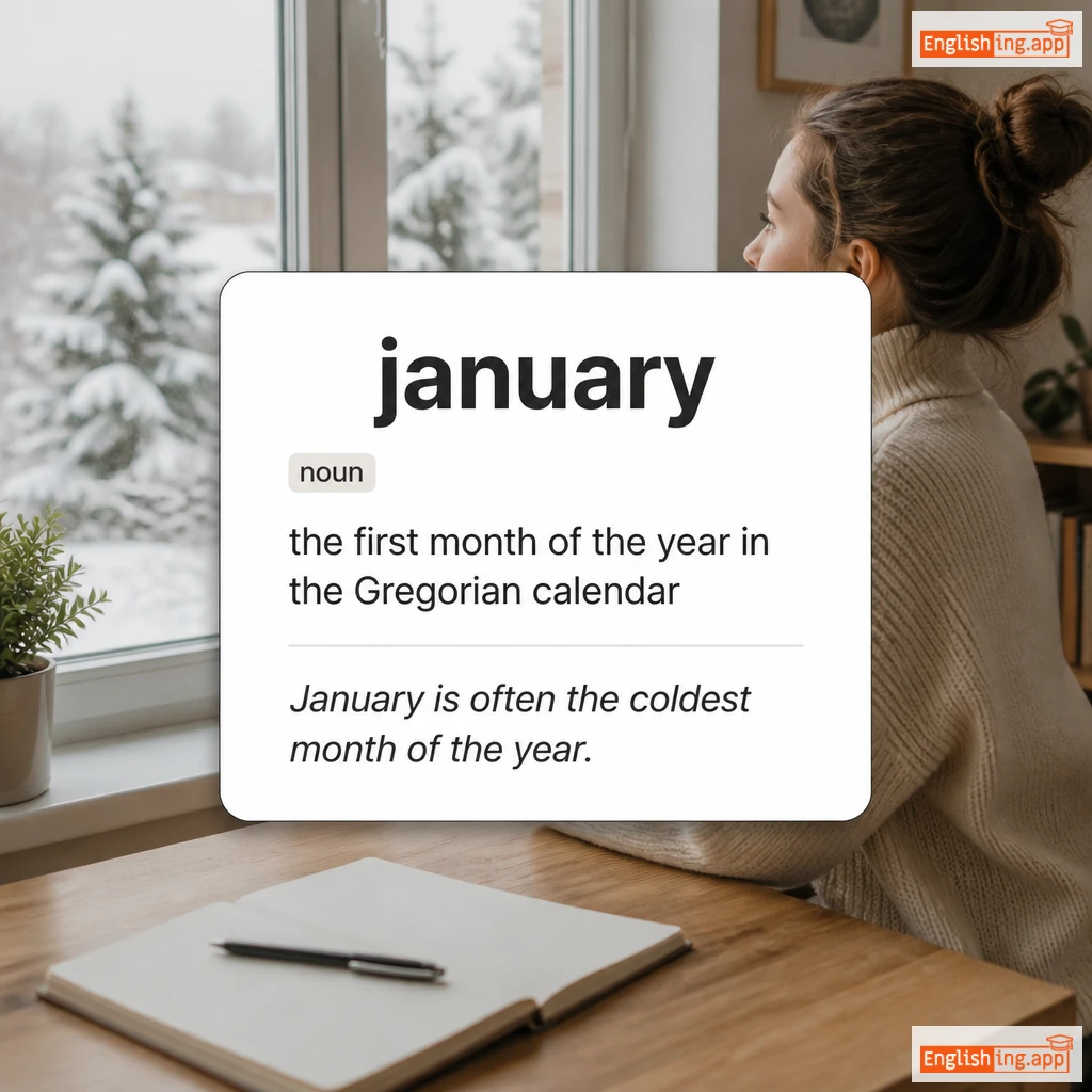 january definition card — visual illustration of the meaning