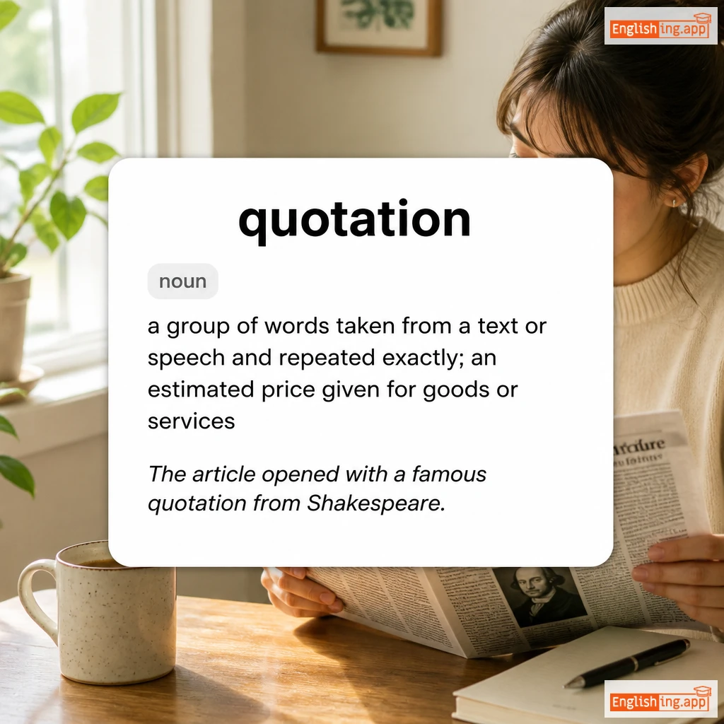 quotation definition card — visual illustration of the meaning
