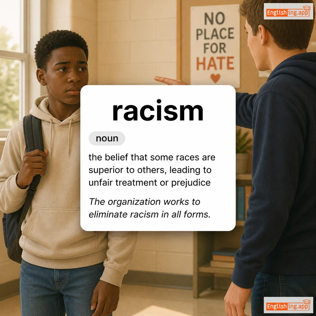 racism definition card — visual illustration of the meaning