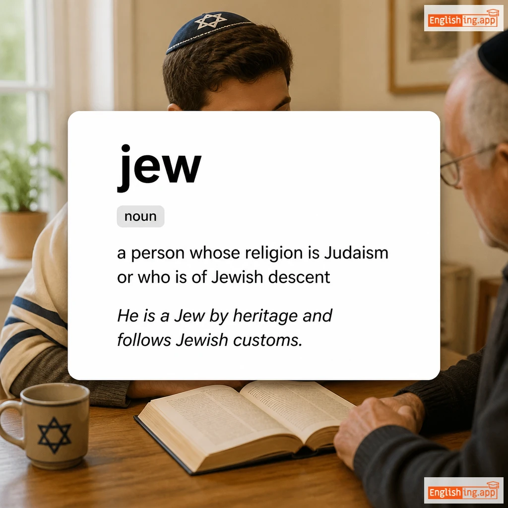jew definition card — visual illustration of the meaning