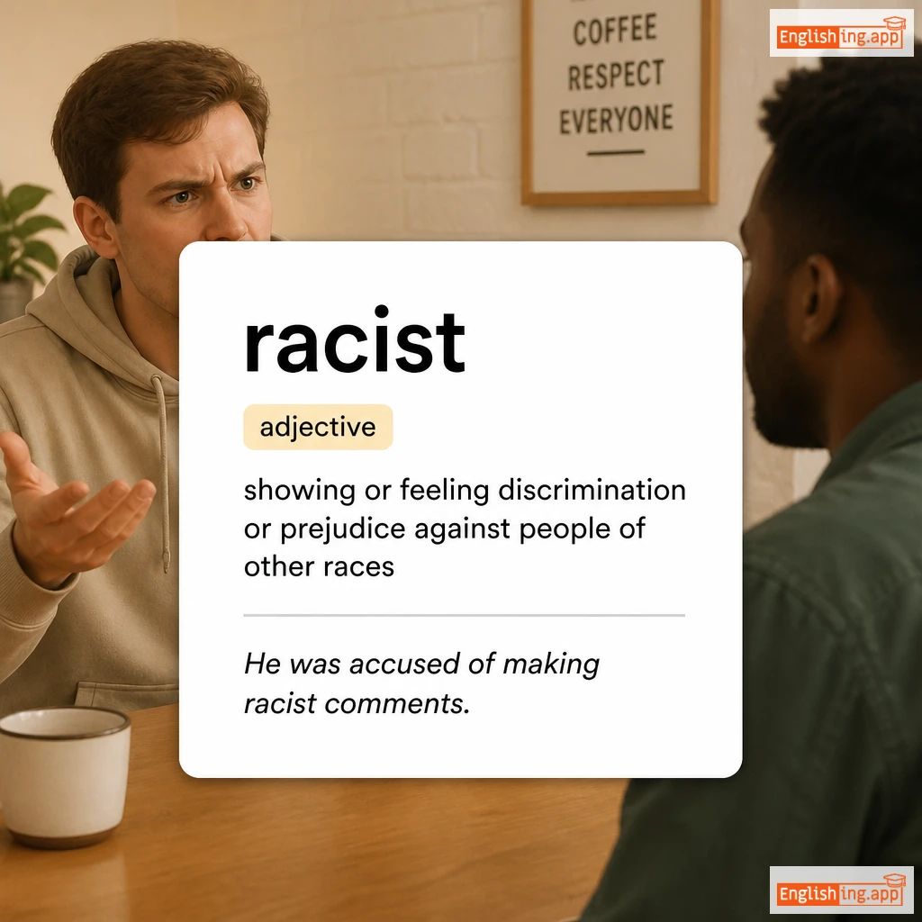 racist definition card — visual illustration of the meaning