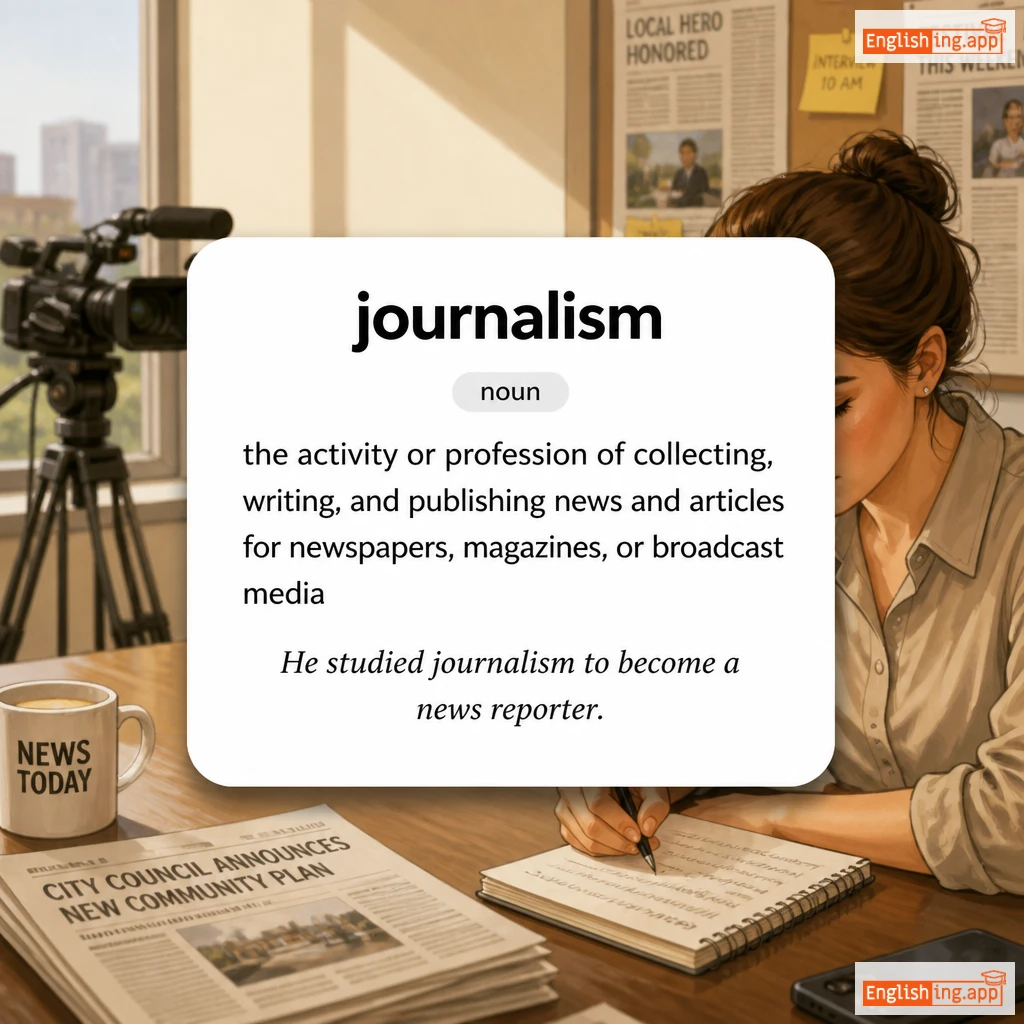 journalism definition card — visual illustration of the meaning