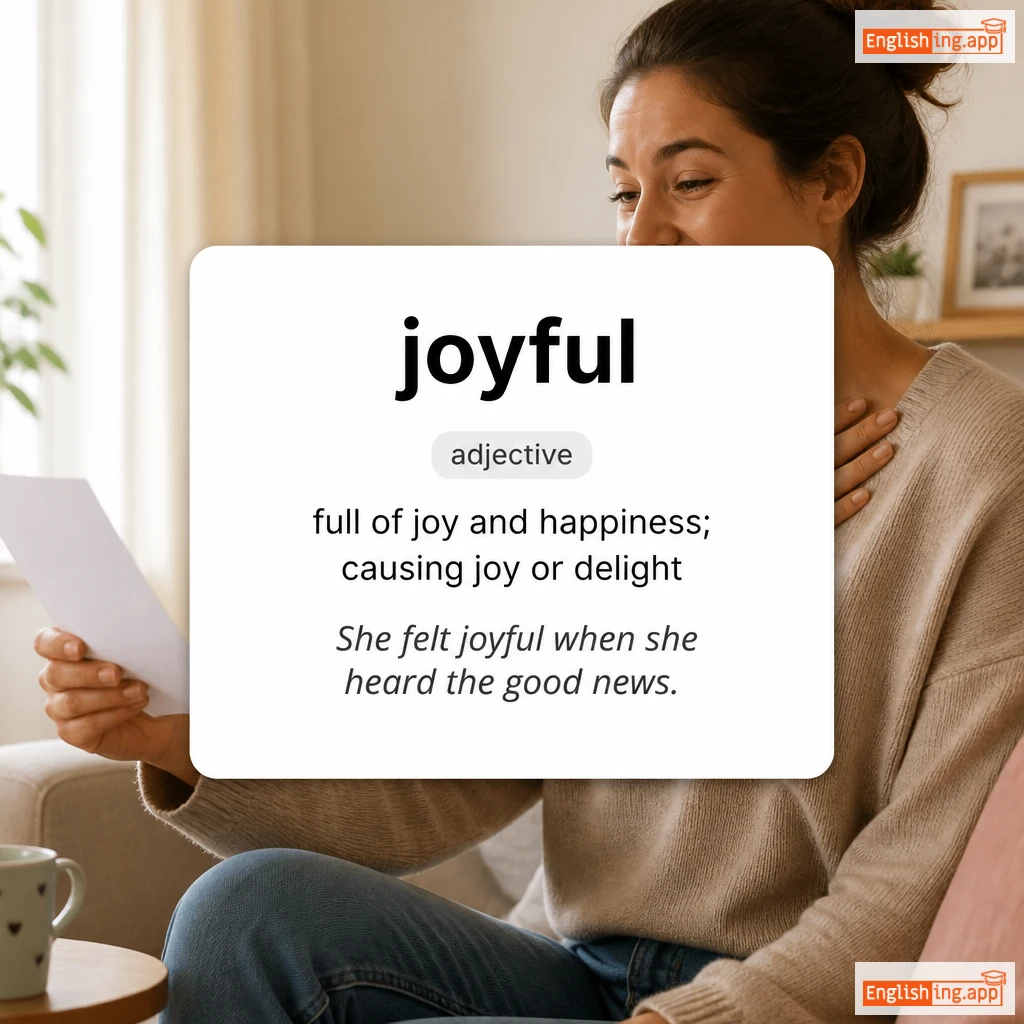 joyful definition card — visual illustration of the meaning
