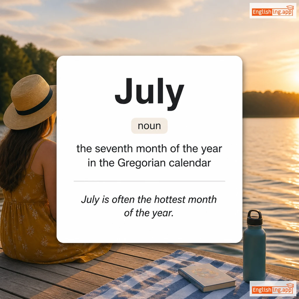 July definition card — visual illustration of the meaning