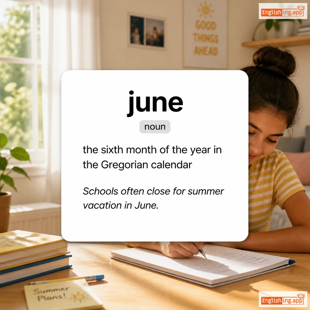 june definition card — visual illustration of the meaning
