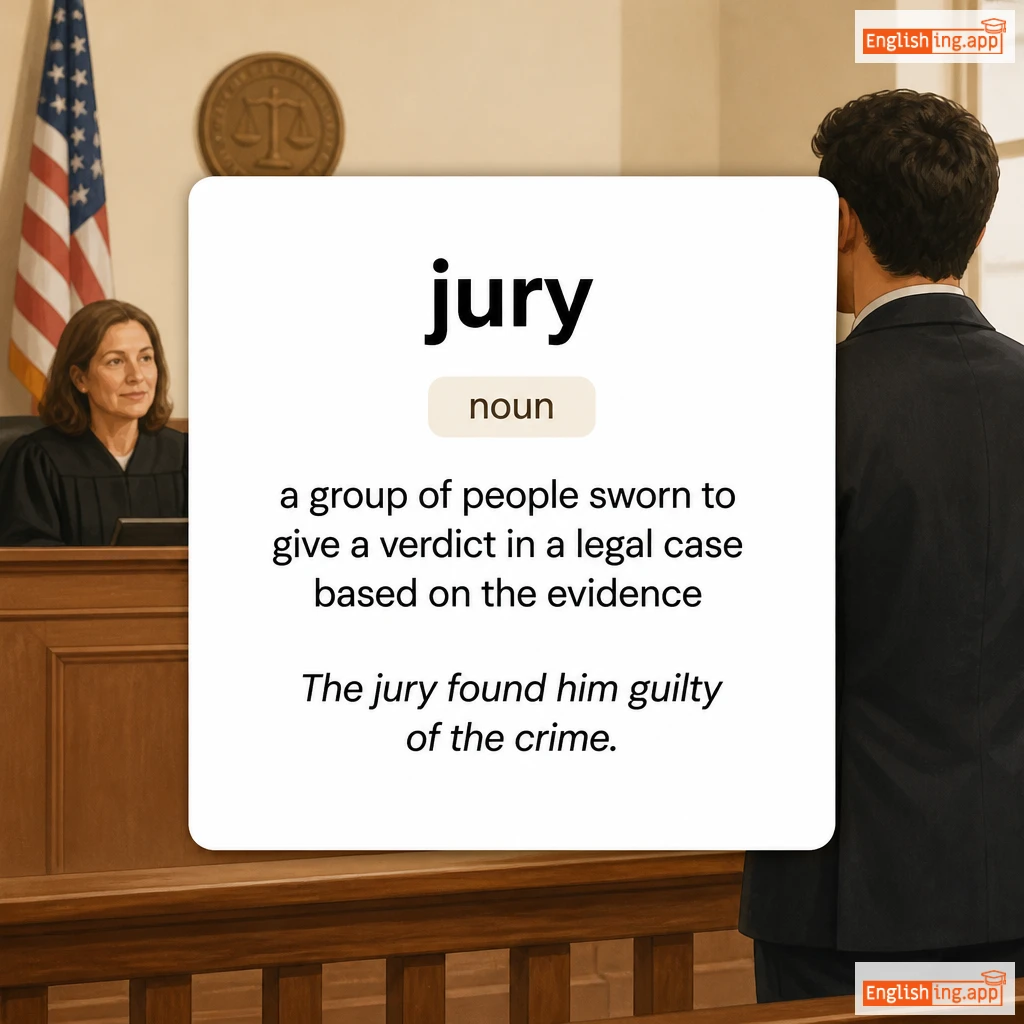 jury definition card — visual illustration of the meaning
