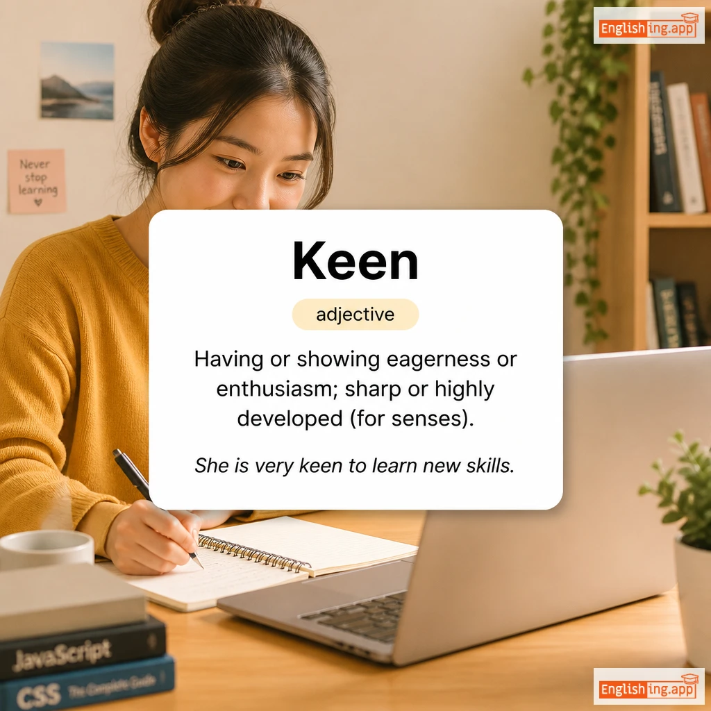 Keen definition card — visual illustration of the meaning