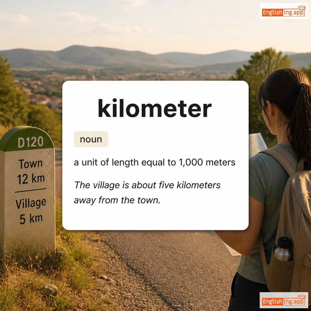 kilometer definition card — visual illustration of the meaning