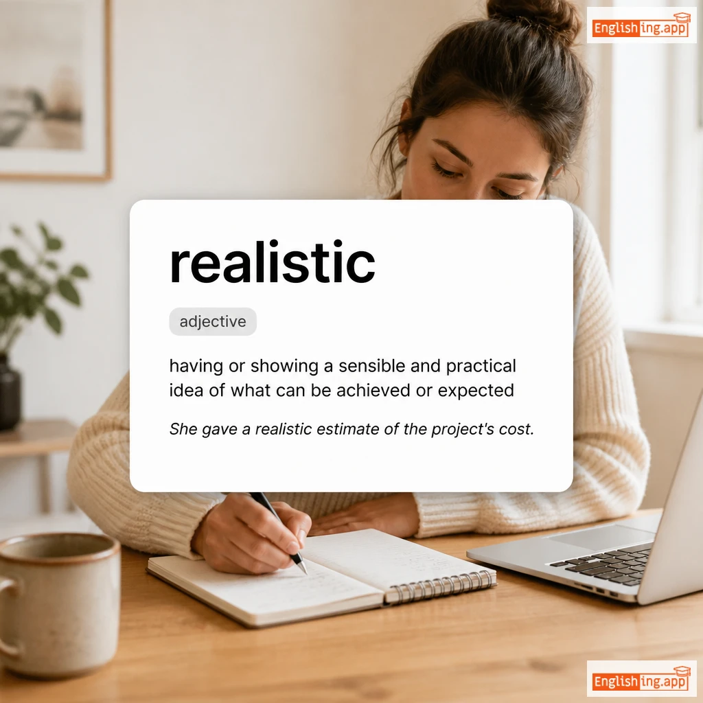 realistic definition card — visual illustration of the meaning