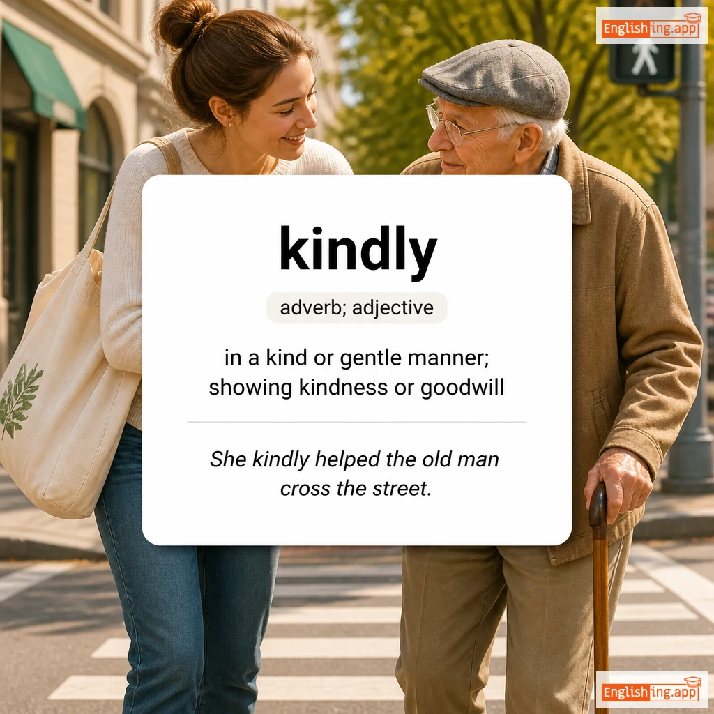 kindly definition card — visual illustration of the meaning
