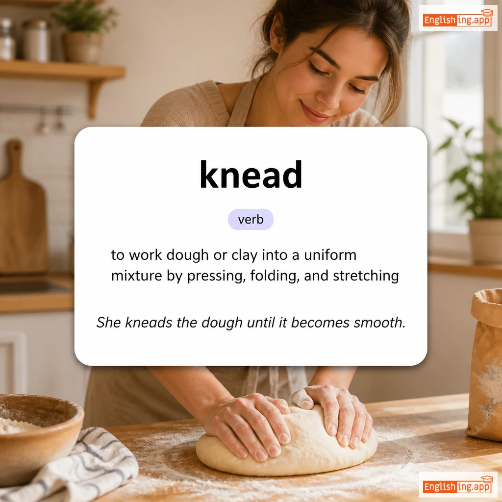 knead definition card — visual illustration of the meaning