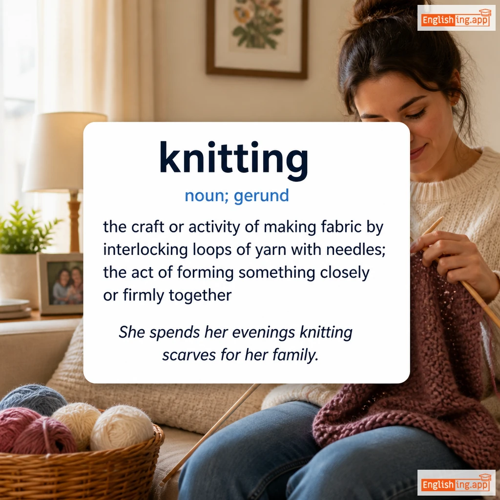 knitting definition card — visual illustration of the meaning