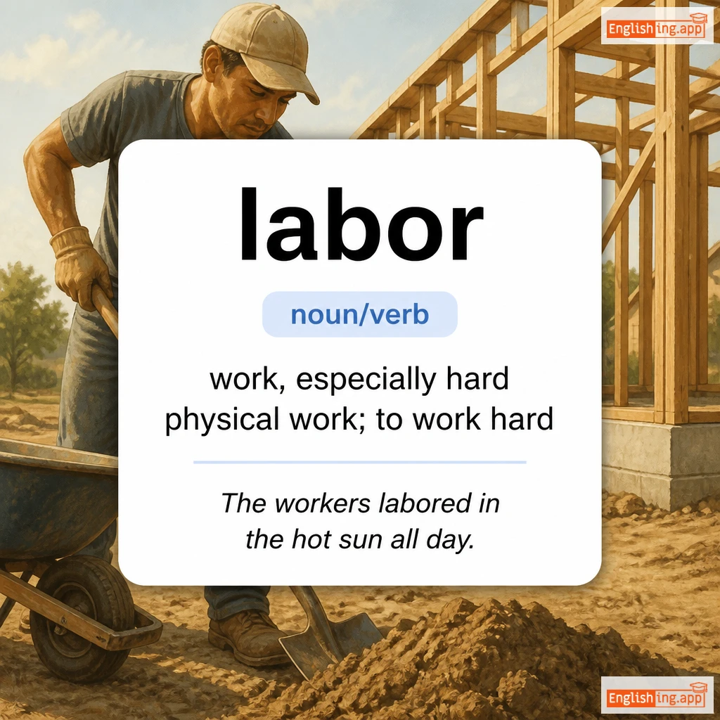 labor definition card — visual illustration of the meaning