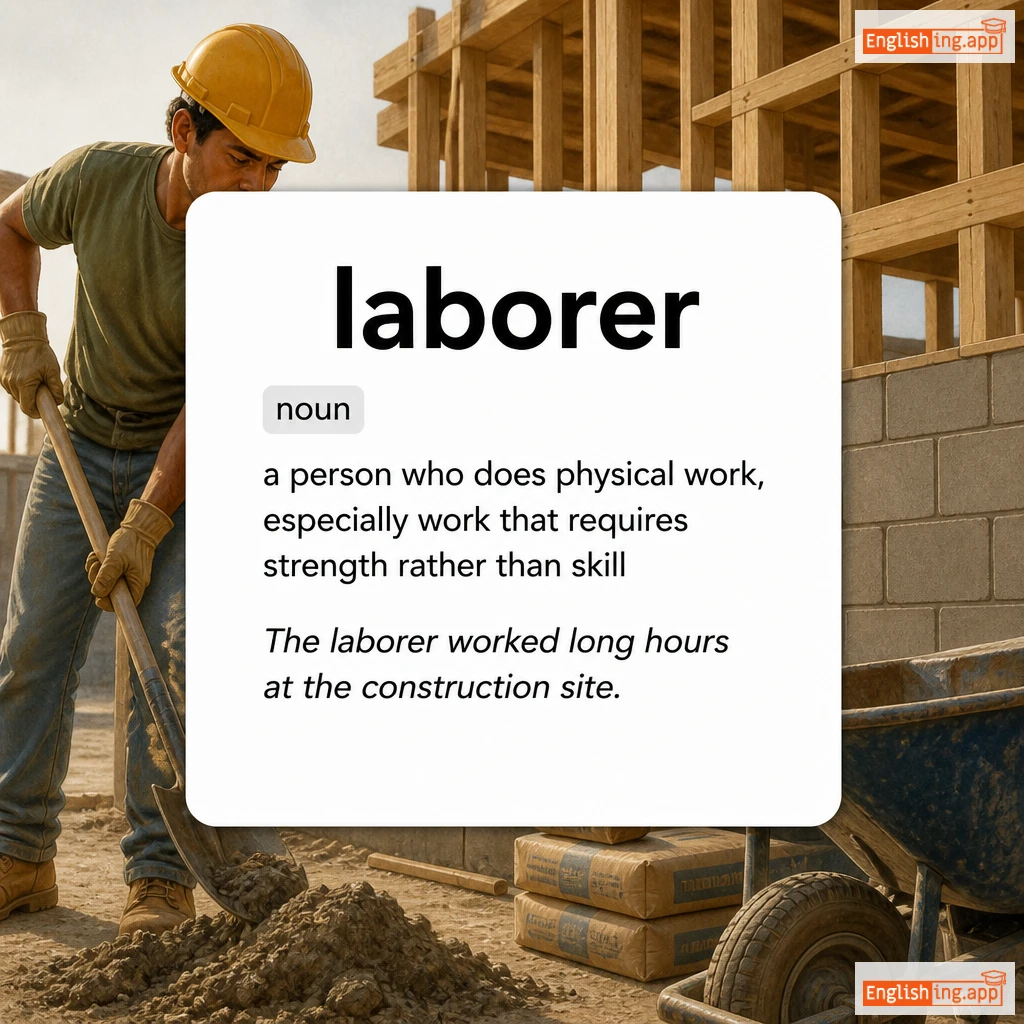 laborer definition card — visual illustration of the meaning