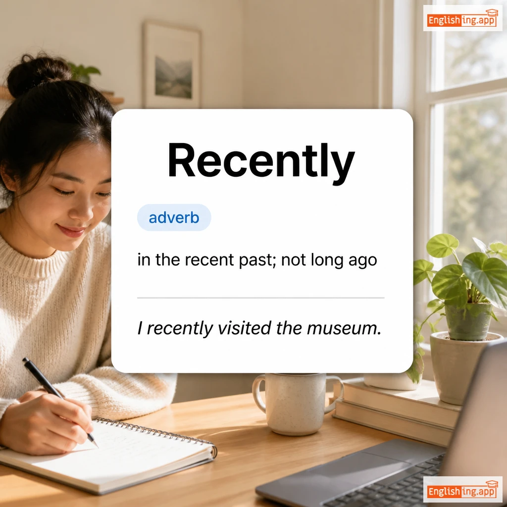 Recently definition card — visual illustration of the meaning