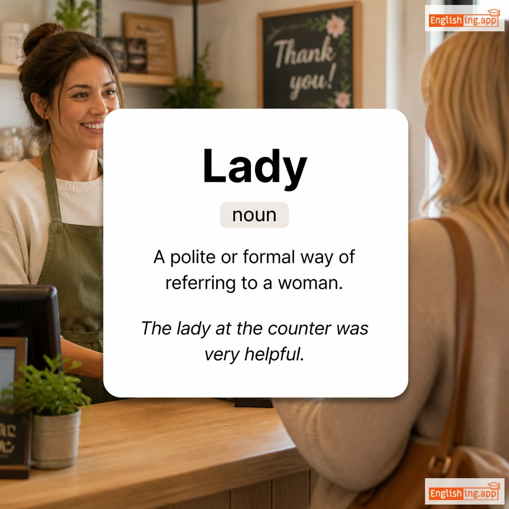 Lady definition card — visual illustration of the meaning