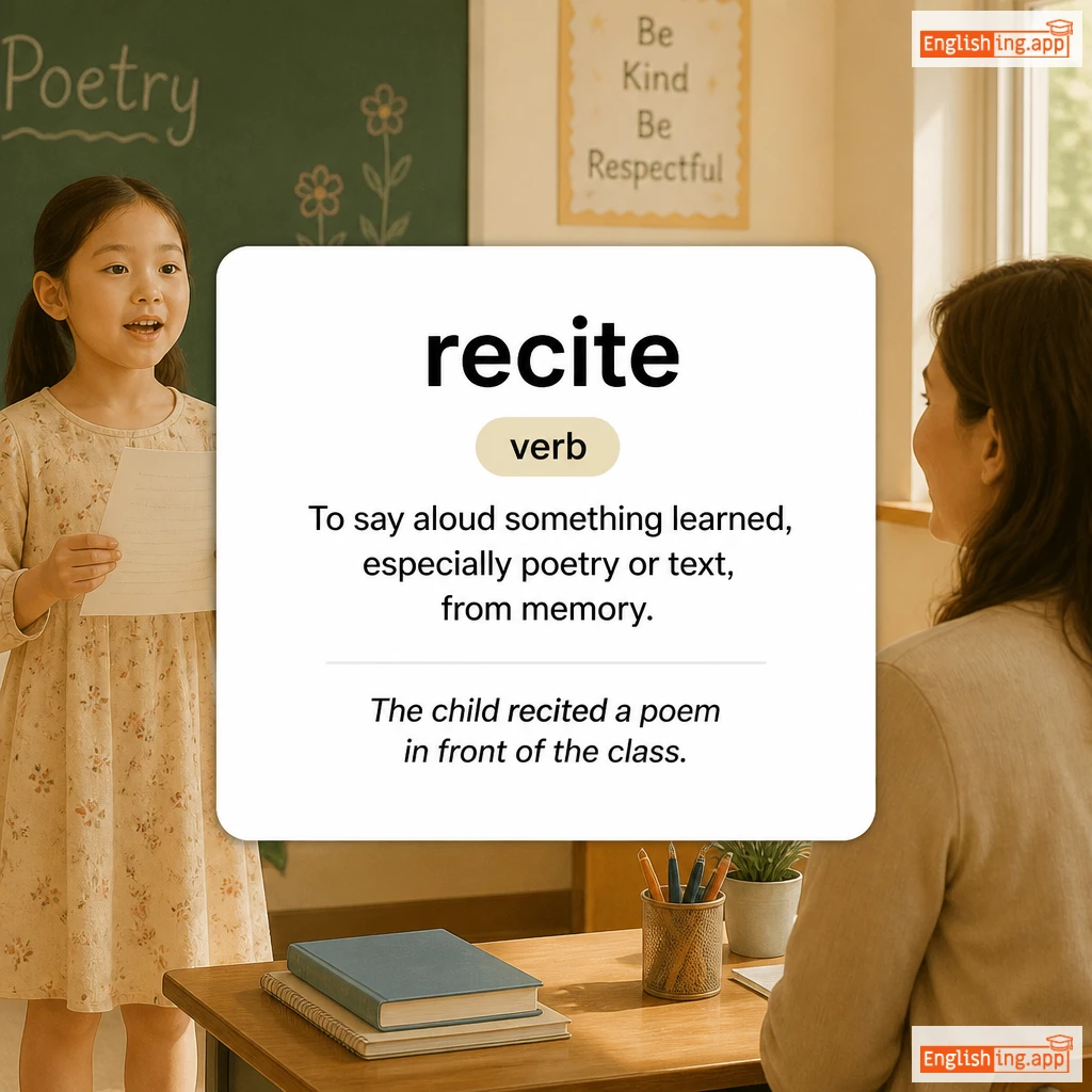 recite definition card — visual illustration of the meaning